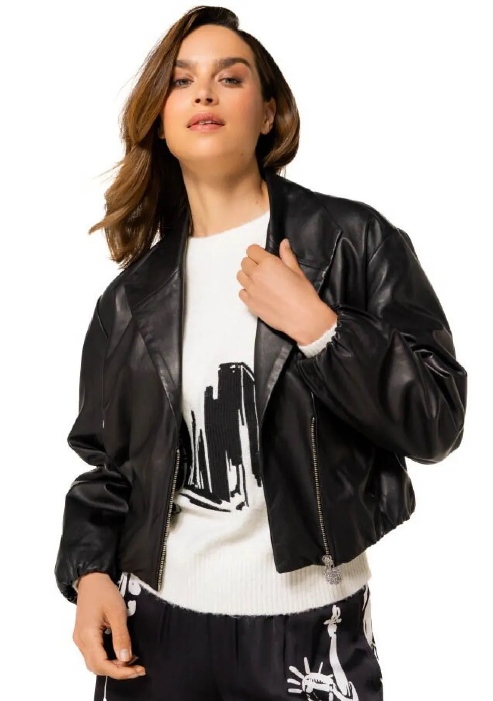 CAROLINE BISS LEER/SUEDE JACK